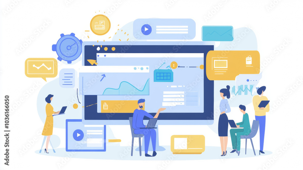 Marketing automation helps businesses attract potential customers, gather their information, and streamline the marketing process. This illustration shows how it works.