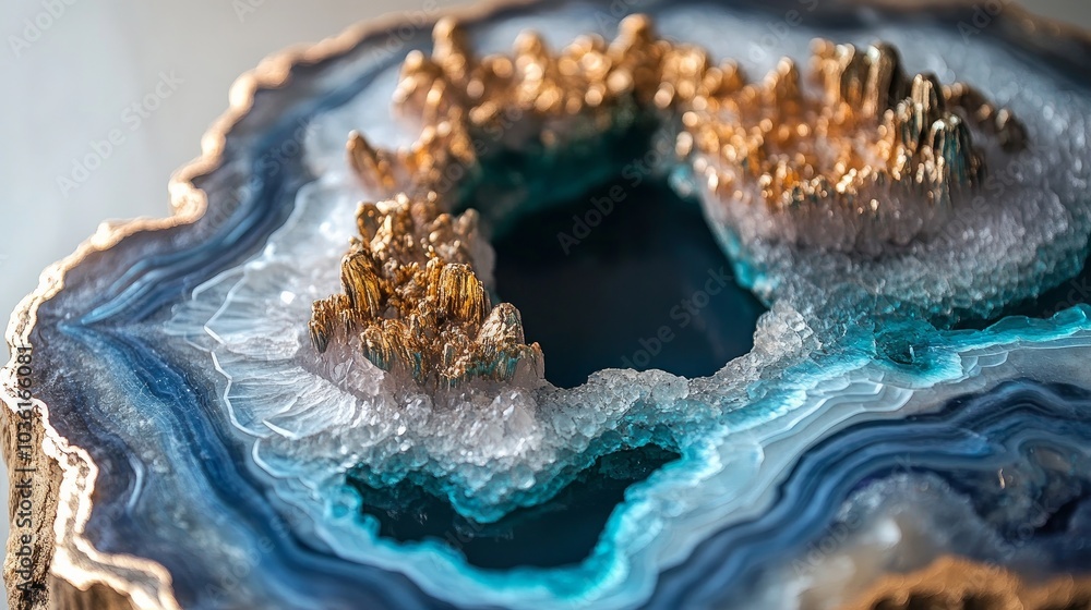 Naklejka premium Make beautiful resin artwork that has a geode-like appearance. Create useful and aesthetically pleasing items that bring a bit of nature into your home with resin.