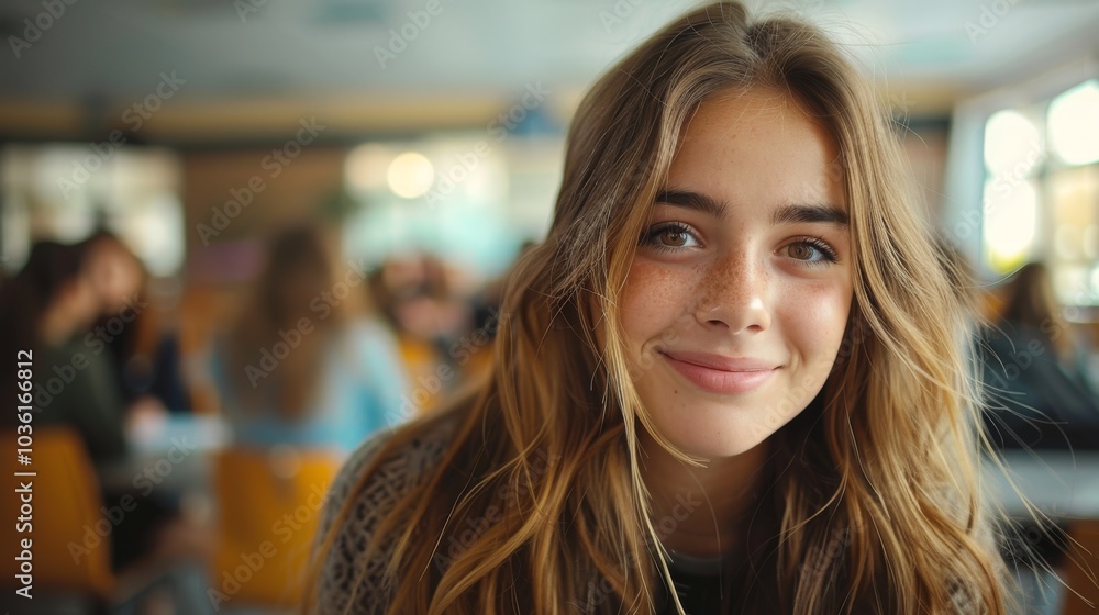 Beautiful young woman student, showcasing confidence and intellect, in a university classroom, prepared for her studies Beautiful young woman student, showcasing confidence and intellect, in a university classroom, prepared for her studies