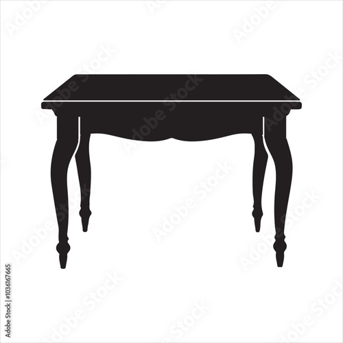 Minimalist Black Table Silhouette Vector for Sophisticated Print Projects