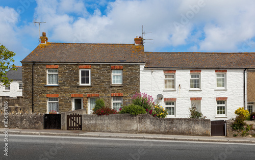 Old stone terrace houses typical in Cornwall