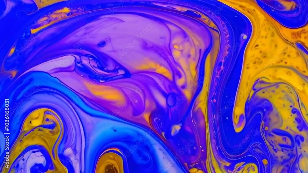 A painting of a swirl of blue and yellow colors A painting of a swirl of blue and yellow colors