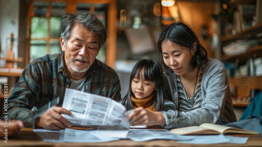 Family in Asia dealing with the rising cost of living, with bills and debt piling up Family in Asia dealing with the rising cost of living, with bills and debt piling up