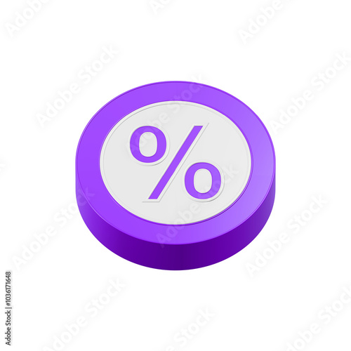 icon percent 3d blue circle symbol 