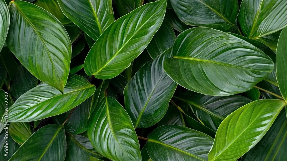 Close-up of large, vibrant green leaves on a plant, showcasing the intricate details of the foliage Close-up of large, vibrant green leaves on a plant, showcasing the intricate details of the foliage
