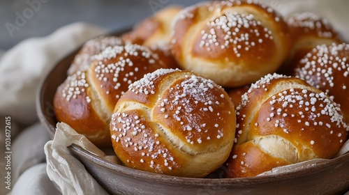 Sweet pretzel rolls with a dusting