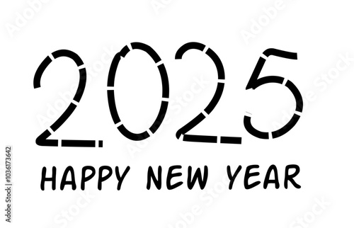 new year 2025 text with transparent background