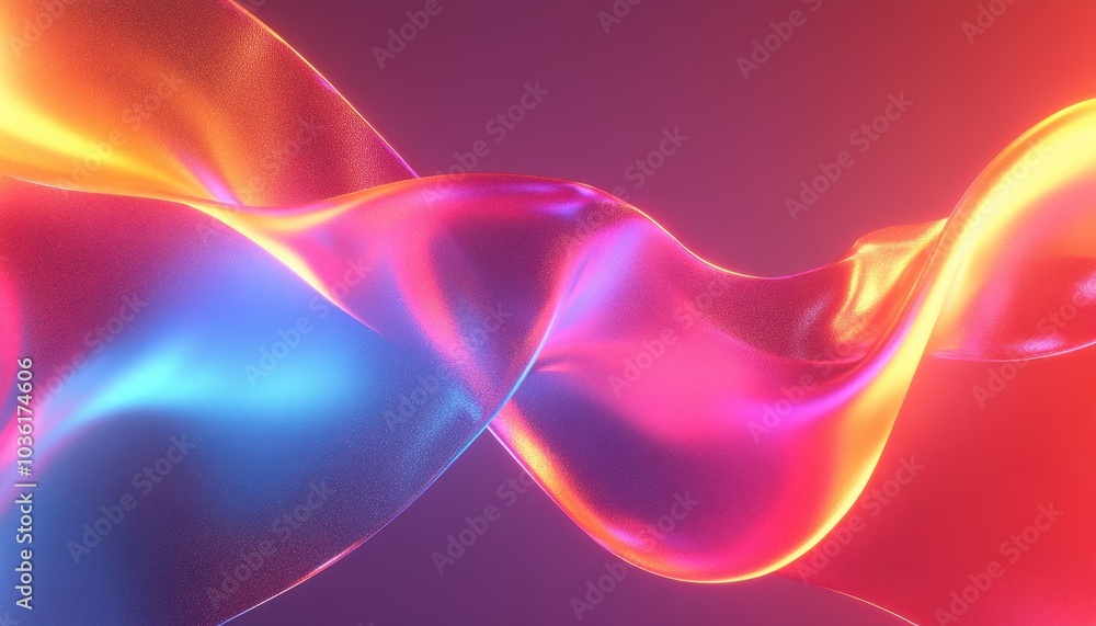 Naklejka premium Colorful wave patterns in vibrant shades flowing across a purple background