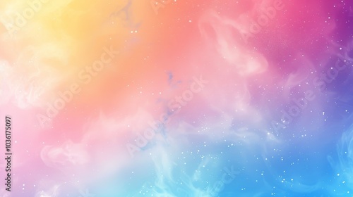 Pastel Gradient Nebula Background with Stars. Rainbow powder dust explosion for background