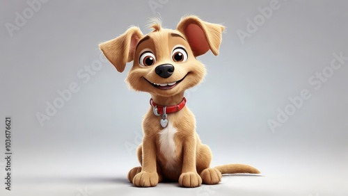 A cartoonstyle single Pawtrick Swayze dog with big eyes cute cartoon funny isolated on a plain white background photo