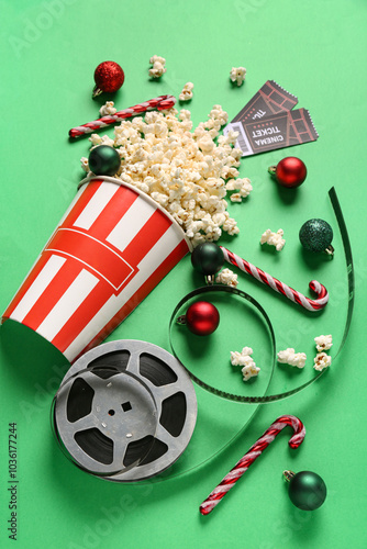 Bucket of popcorn with film...