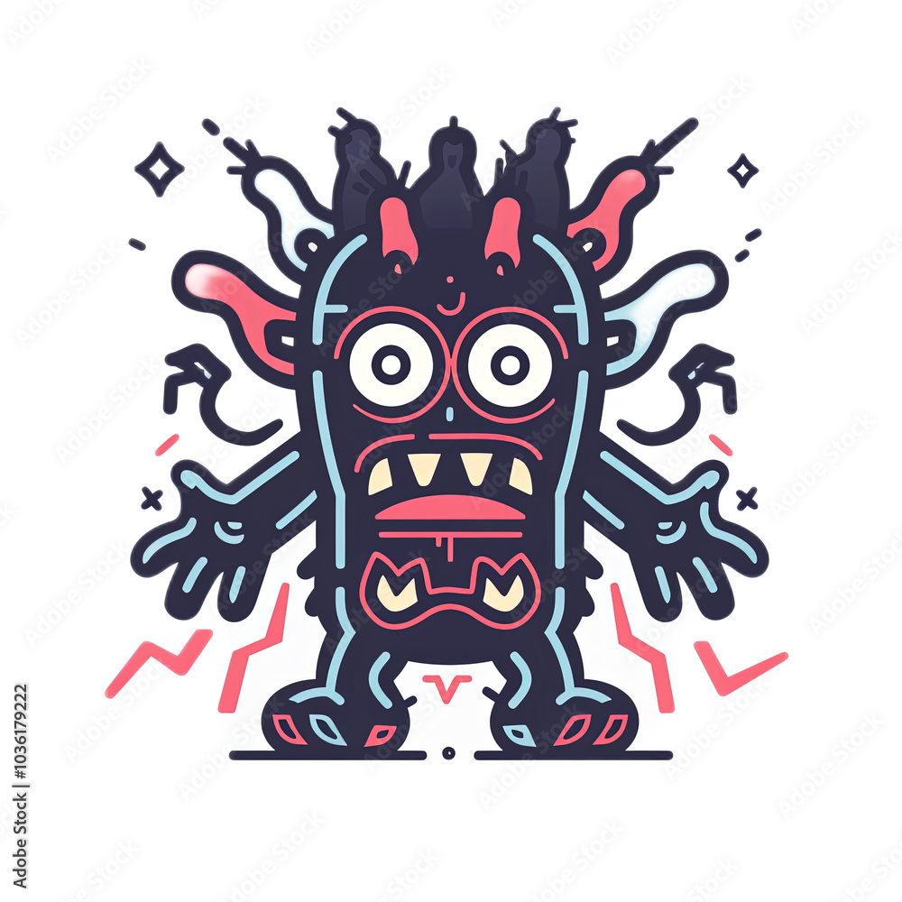 Colorful Cartoon Monster with Unique Features Colorful Cartoon Monster with Unique Features