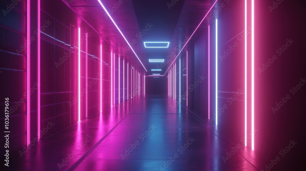 Neon Lights Corridor Neon Lights Corridor