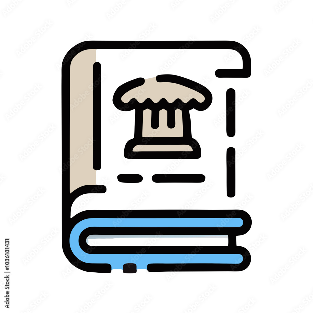 Stylized history book icon for education and literature themes Stylized history book icon for education and literature themes