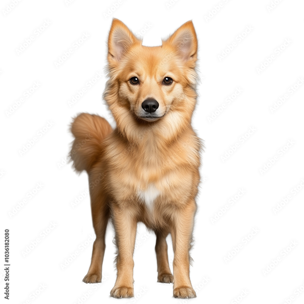Golden colored dog standing and looking ahead on a transparent background Golden colored dog standing and looking ahead on a transparent background