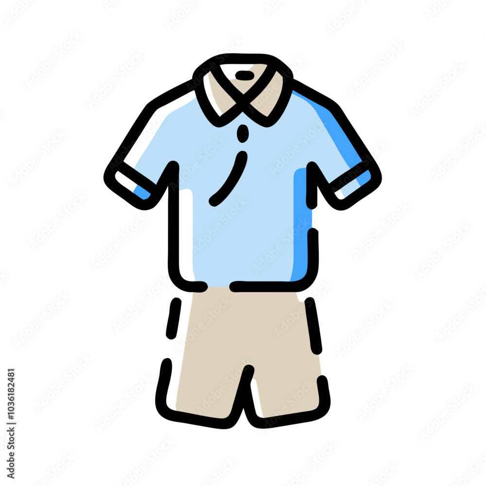 School uniform icon for boys in blue and beige colors for education and dressing style School uniform icon for boys in blue and beige colors for education and dressing style