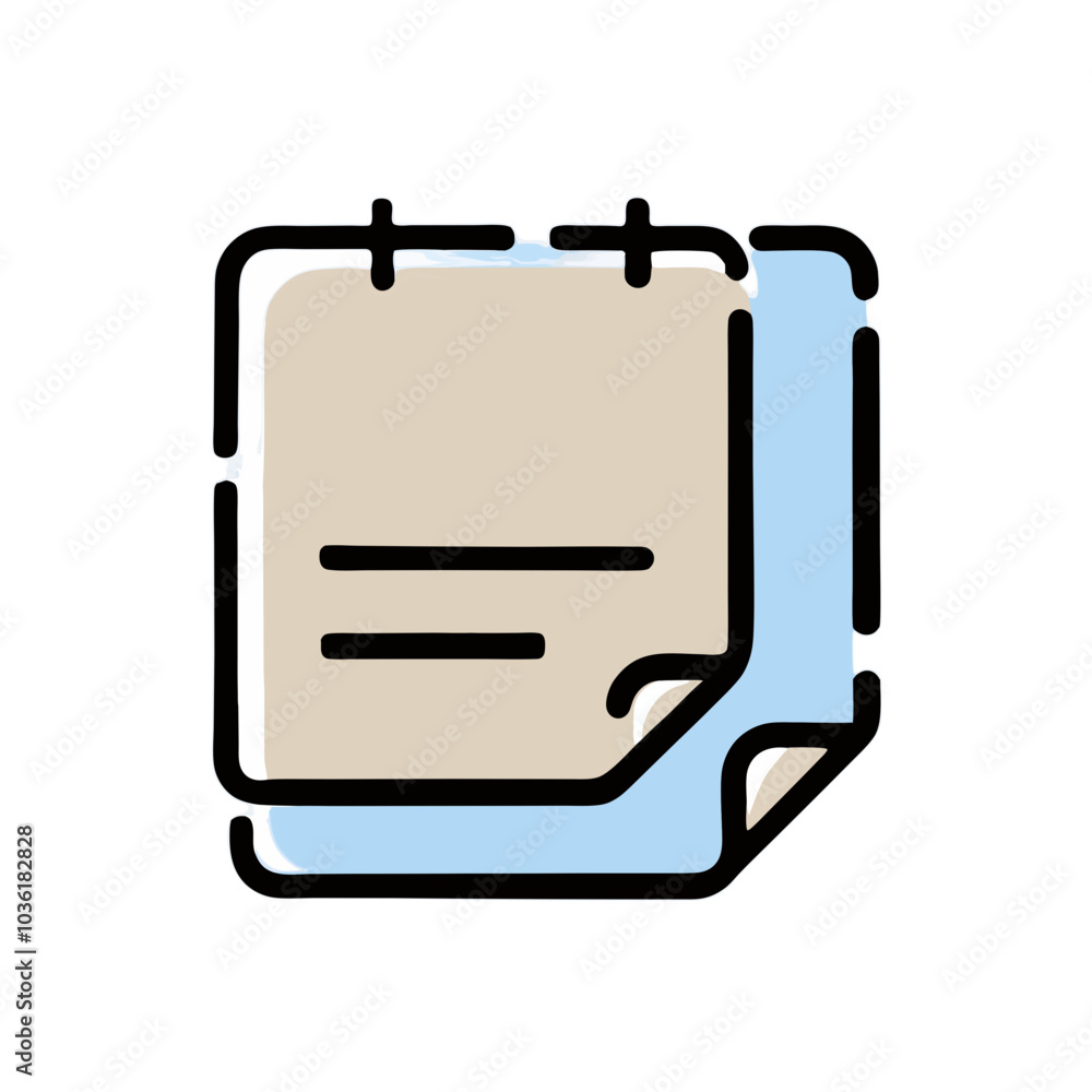Sticky notes icon in blue and beige colors for organization and planning tools Sticky notes icon in blue and beige colors for organization and planning tools