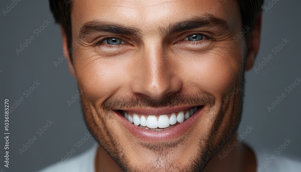 Smiling man with bright eyes and charming facial expression indoors during daylight Smiling man with bright eyes and charming facial expression indoors during daylight