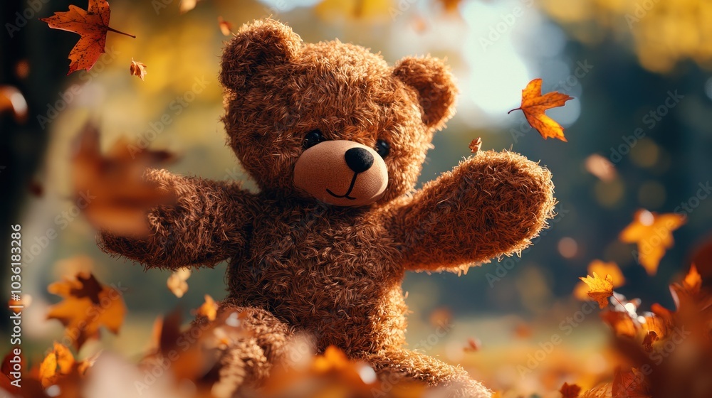 Teddy Bear in Autumn Leaves Teddy Bear in Autumn Leaves