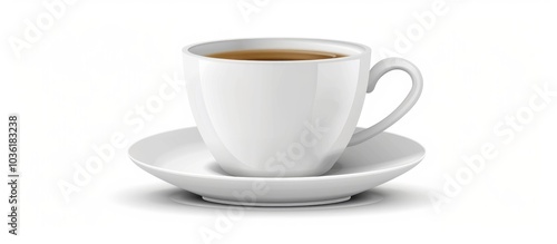 White Porcelain Cup With A Saucer For Tea Or Coffee Demitasse Or Teacup Crockery On White Background Isolated