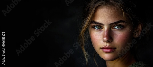 Portrait Of Beautiful Female Model On A Black Background