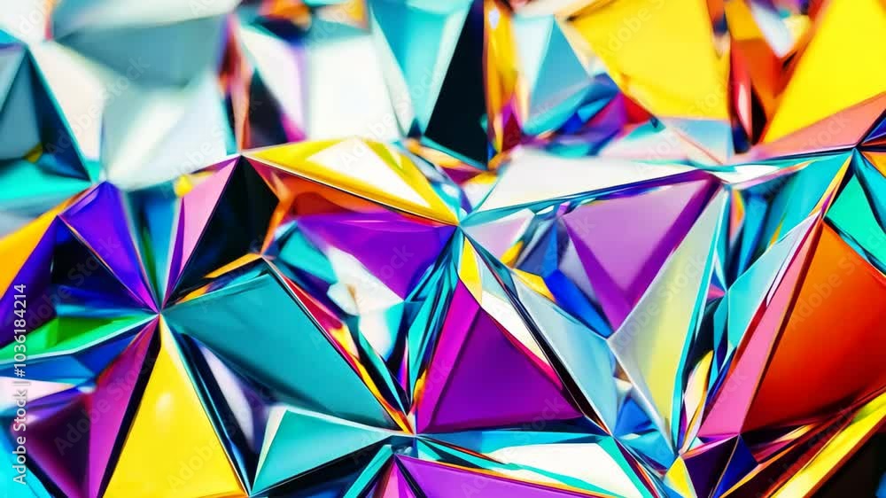 Brightly colored geometric fractals with vivid highlights, Video Brightly colored geometric fractals with vivid highlights, Video