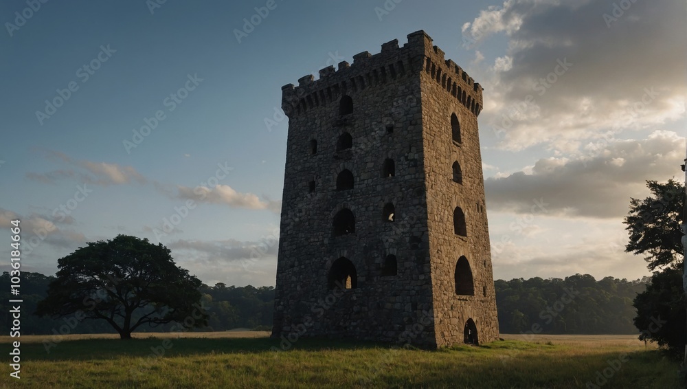 An impressive archer tower amidst rolling hills captivates visitors from afar An impressive archer tower amidst rolling hills captivates visitors from afar