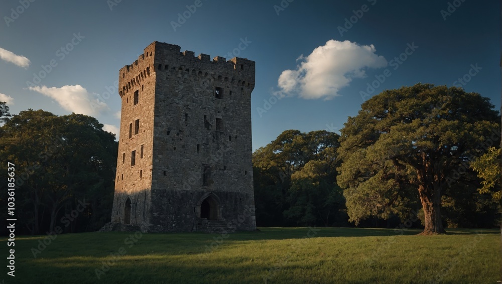 An impressive archer tower among rolling hills captivates visitors from afar An impressive archer tower among rolling hills captivates visitors from afar