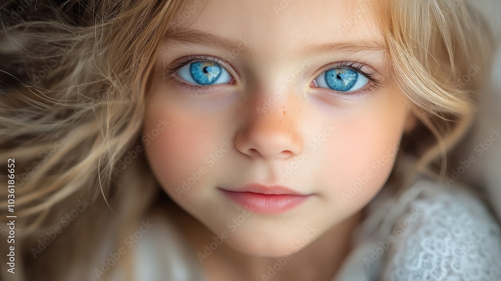 Adorable girl with striking blue eyes Adorable girl with striking blue eyes