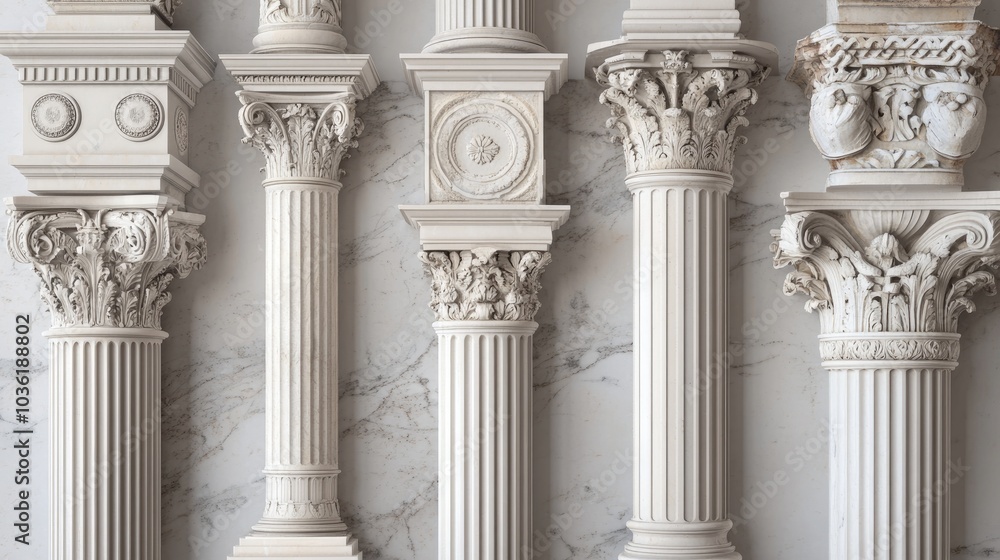 Ionic marble columns captured from various angles showcasing their aesthetic beauty and historical significance in architecture Ionic marble columns captured from various angles showcasing their aesthetic beauty and historical significance in architecture