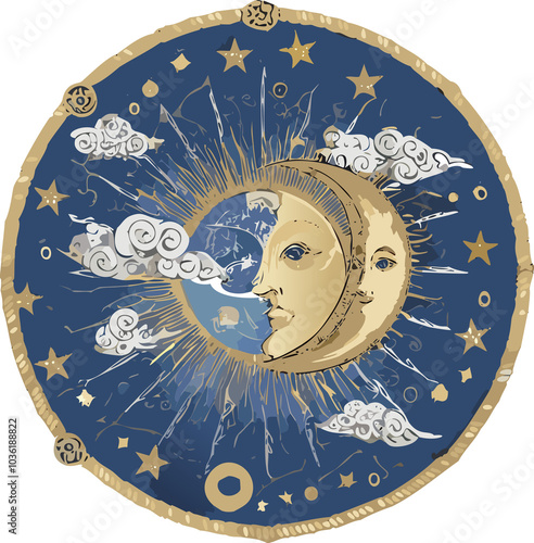Obraz na płótnie celestial, sun, moon and stars patch.