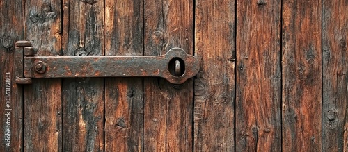 Old Wooden Brown Door With Handle Background