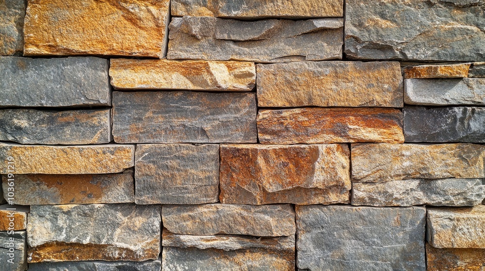 A stone wall featuring a textured surface in warm natural hues A stone wall featuring a textured surface in warm natural hues