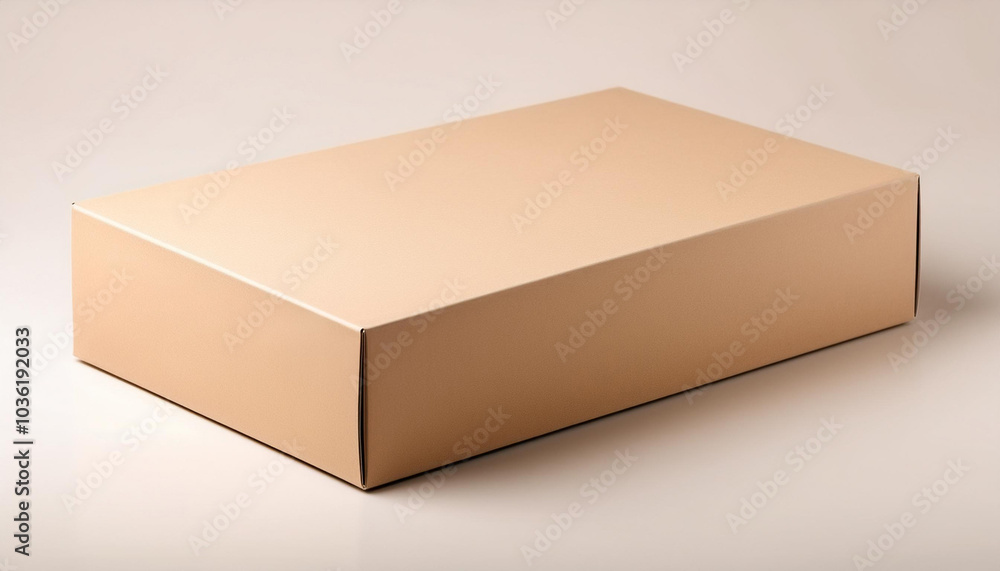 Neutral-toned cardboard box with clean lines. Premium box mockup with empty space to place your logo or brand. Neutral-toned cardboard box with clean lines. Premium box mockup with empty space to place your logo or brand.