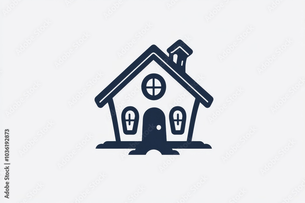 Simple black and white vector of a house with a chimney and smoke capturing cozy everyday suburban warmth in a minimalist illustration Simple black and white vector of a house with a chimney and smoke capturing cozy everyday suburban warmth in a minimalist illustration