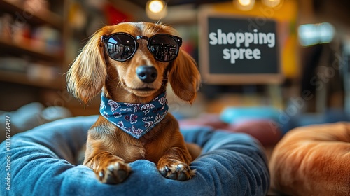 Shopping concept with funny dog
