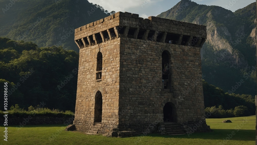 The archer tower captivates with its majestic form The archer tower captivates with its majestic form