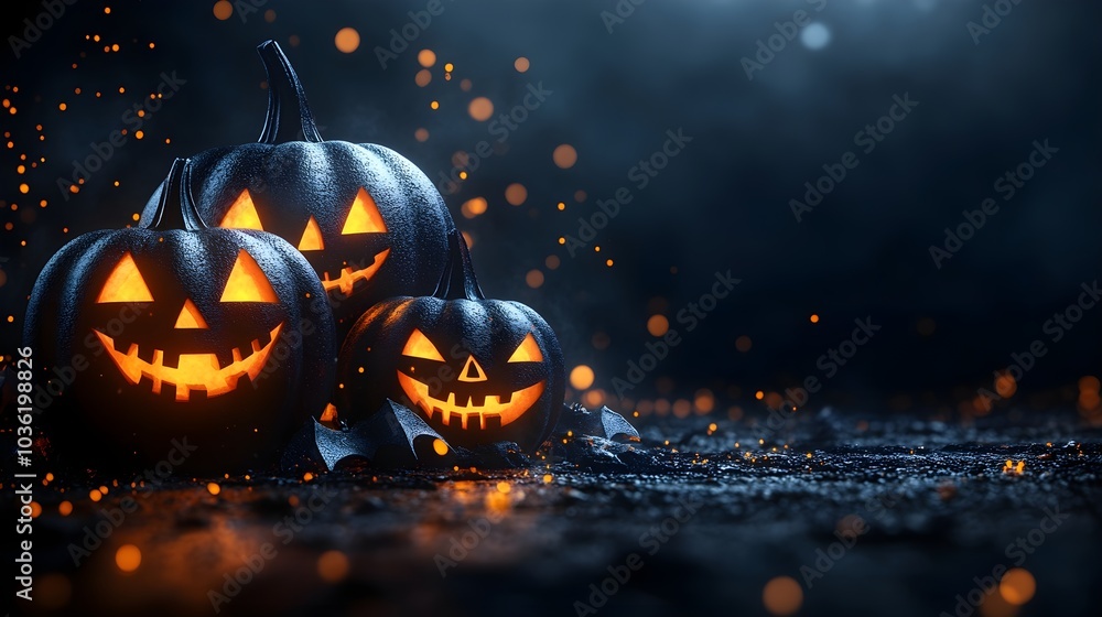 Fototapeta premium Halloween Spooky Banner Website Image Dark Theme