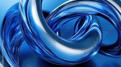 Abstract blue 3D swirl, a modern, futuristic and elegant design.