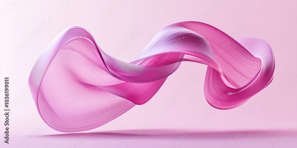 Abstract pink flowing ribbon isolated on pink background. Abstract pink flowing ribbon isolated on pink background.