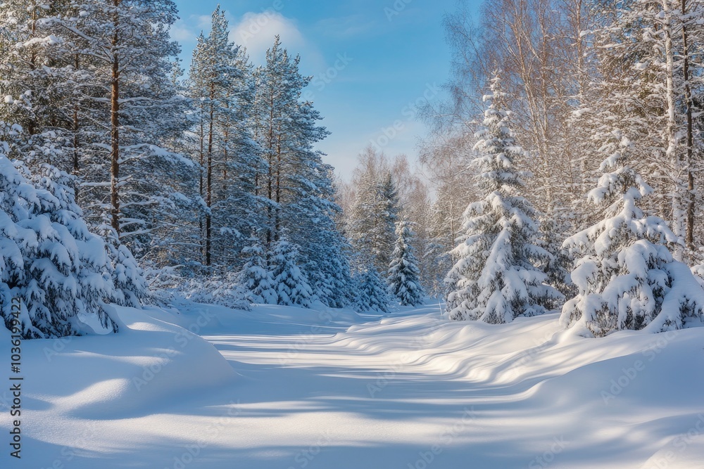 Beautiful landscape with snow covered fir trees and snowdrifts.Merry Christmas and happy New Year greeting background with copy-space.Winter fairytale , ai Beautiful landscape with snow covered fir trees and snowdrifts.Merry Christmas and happy New Year greeting background with copy-space.Winter fairytale , ai