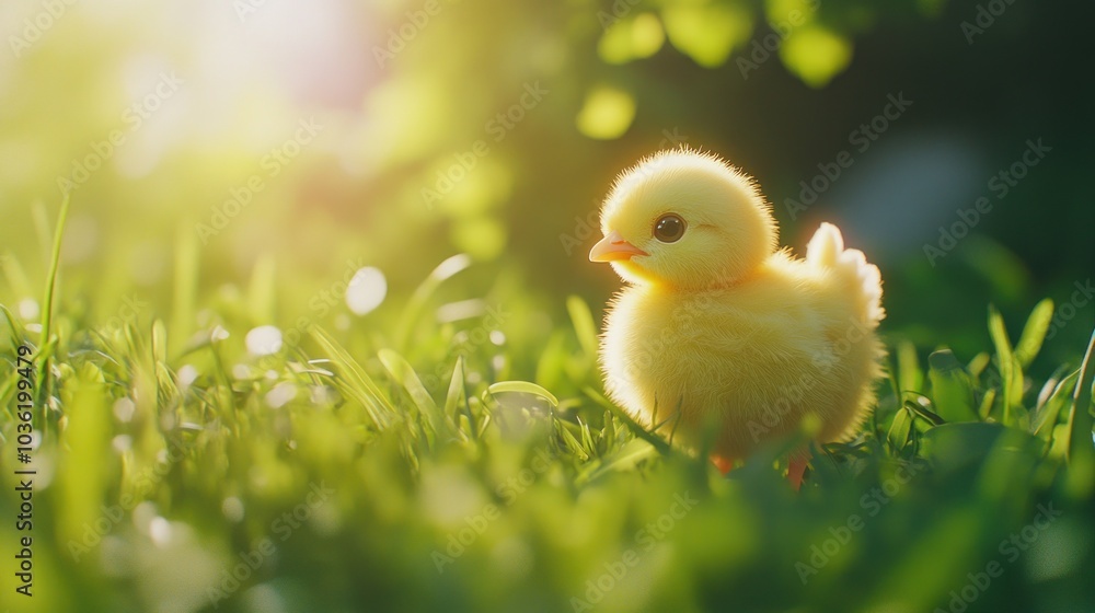 Cute Baby Chick in the Grass Cute Baby Chick in the Grass