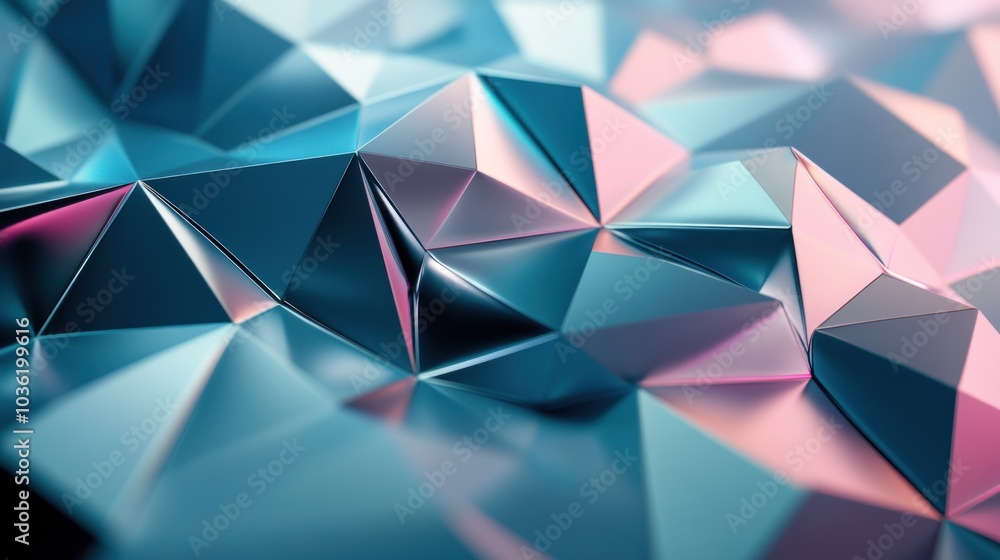 Abstract background with geometric shapes in blue, pink, and silver tones. Abstract background with geometric shapes in blue, pink, and silver tones.