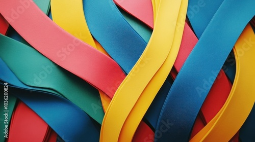 A colorful arrangement of rubber bands intertwined, showcasing vibrant hues and textures.
