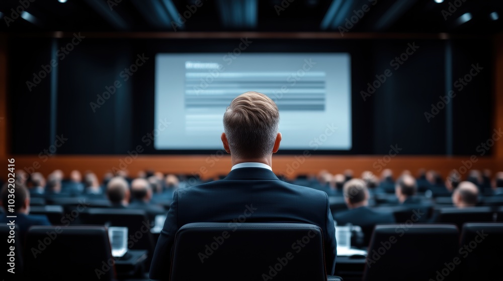 Businessman presenting at a corporate conference. Professional development seminar concept. Businessman presenting at a corporate conference. Professional development seminar concept.