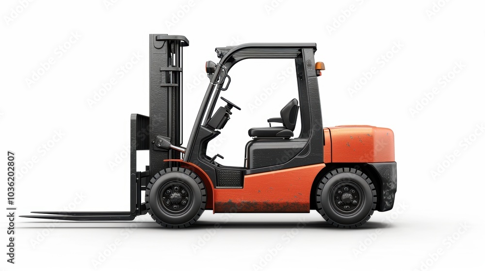 Red and black forklift isolated on white background. Red and black forklift isolated on white background.