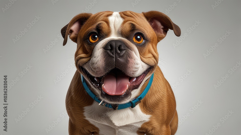 A single cartoonstyle bull dog with big eyes ,funny cartoon,isolated on a plain white background A single cartoonstyle bull dog with big eyes ,funny cartoon,isolated on a plain white background