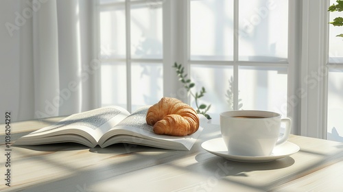 Coffee, Croissants, and a Book by a Window