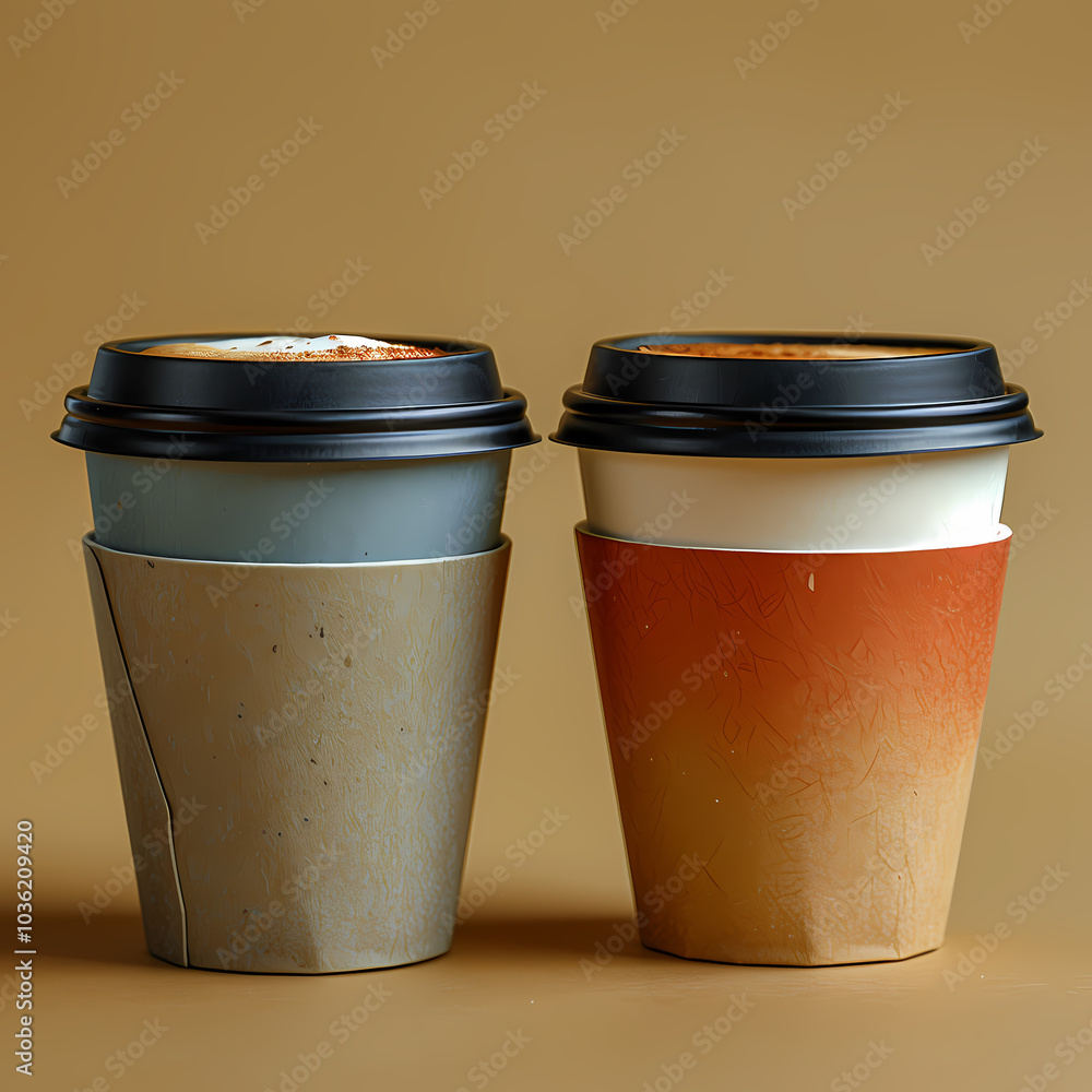 two cups of coffee on a white background Generated AI two cups of coffee on a white background Generated AI