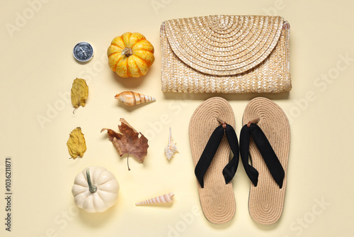 Seashells with bag, flip-fl...